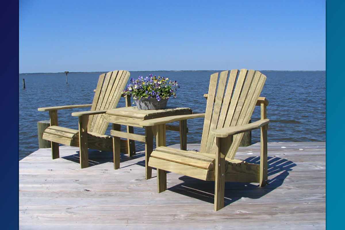 Classic Adirondack Chairs (Unfinished Natural) with Accent Side Table 2