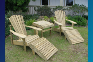 Adirondack Footrest with Side Table & Classic Adirondack Chair (Unfinished)