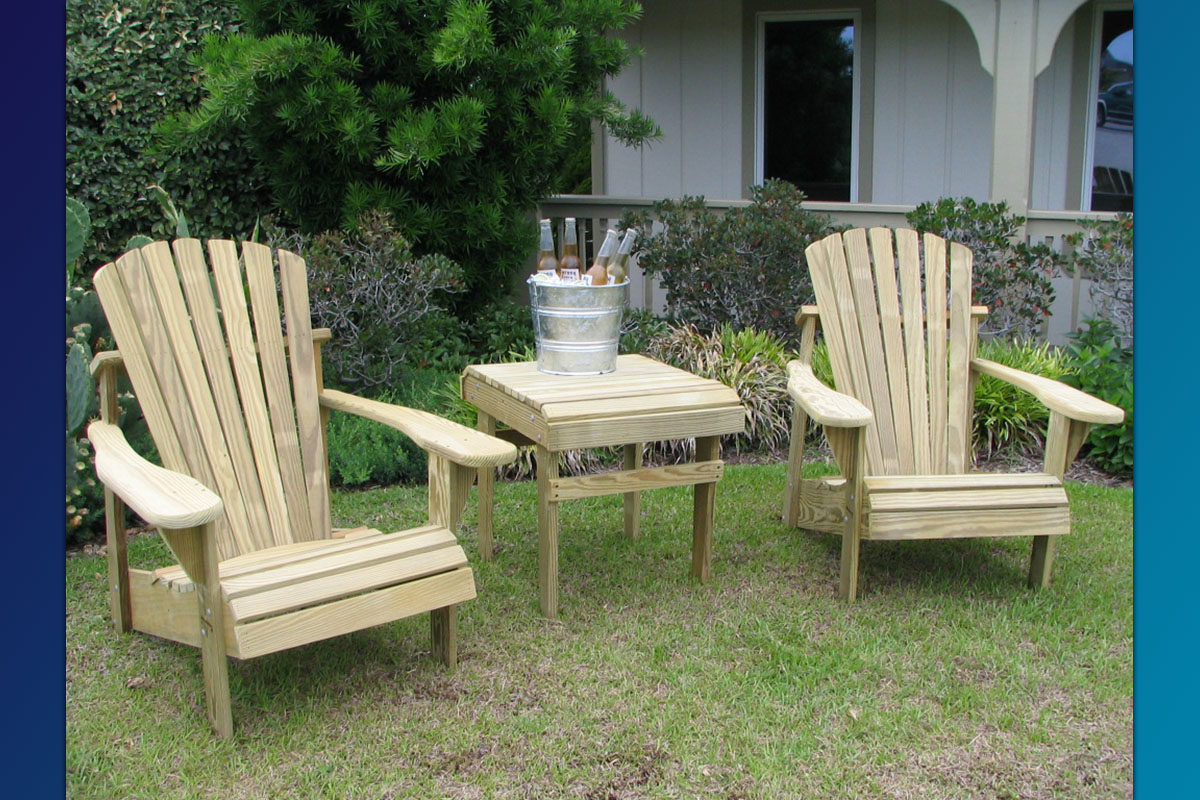 Adirondack Side Table with Classic Adirondack Chairs (Unfinished Series)